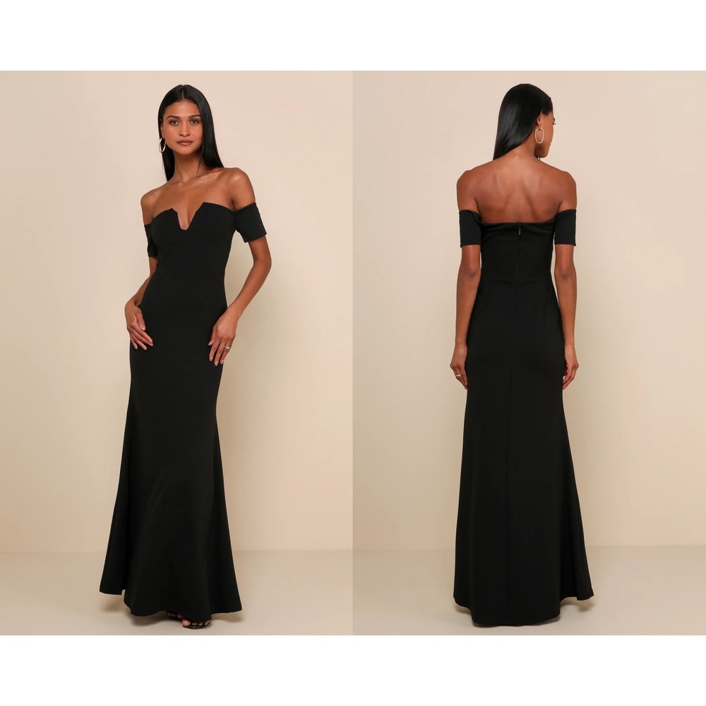 Lulus Lynne‎ Black Off-the-Shoulder Maxi Dress Size XL